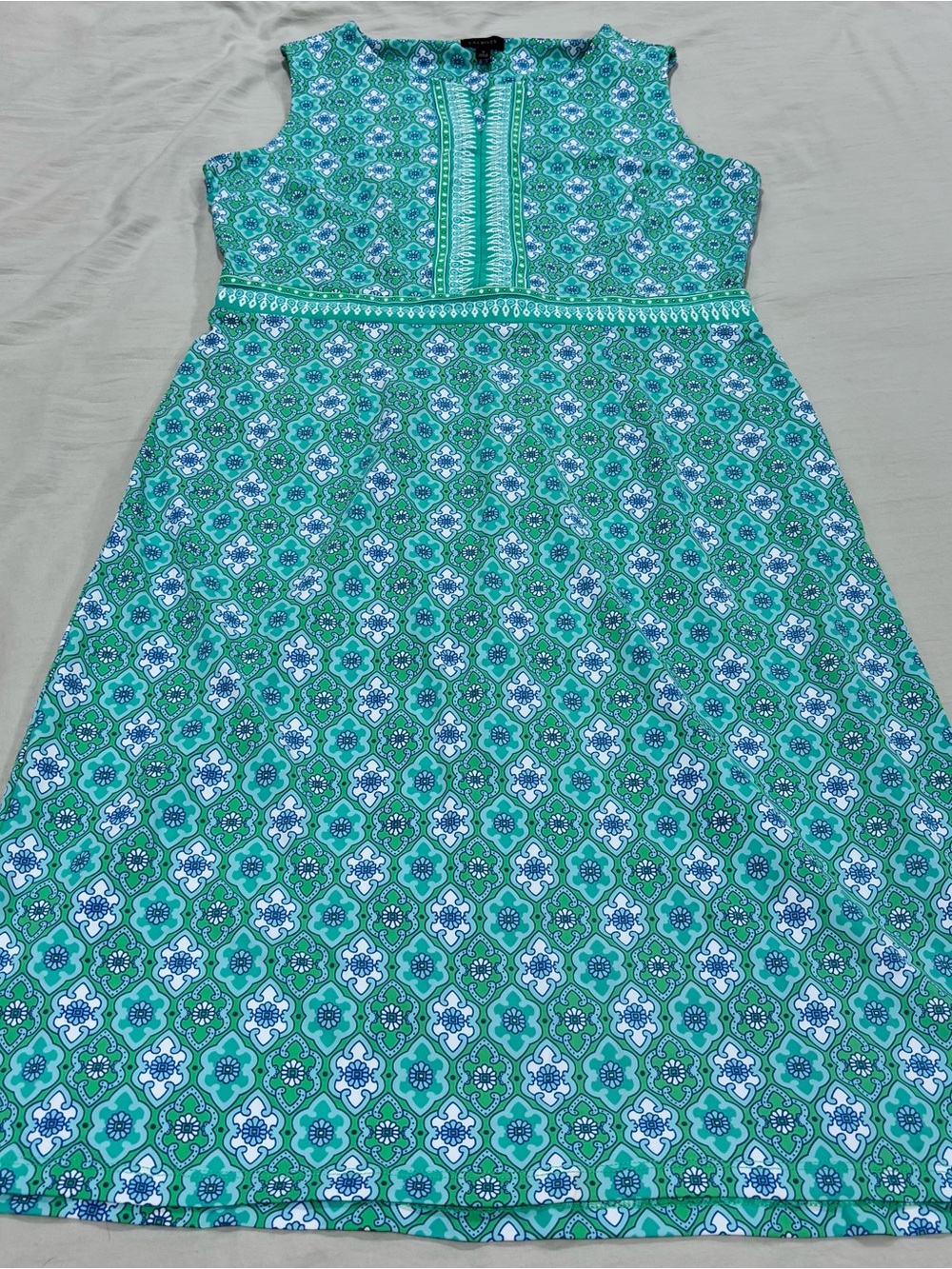Talbots Green Blue Medallion Print Fit & Flare Dress Size S